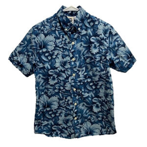 Vtg Kennington LTD CA Blue Floral Hawaiian Shirt Men's S Sm 🌟